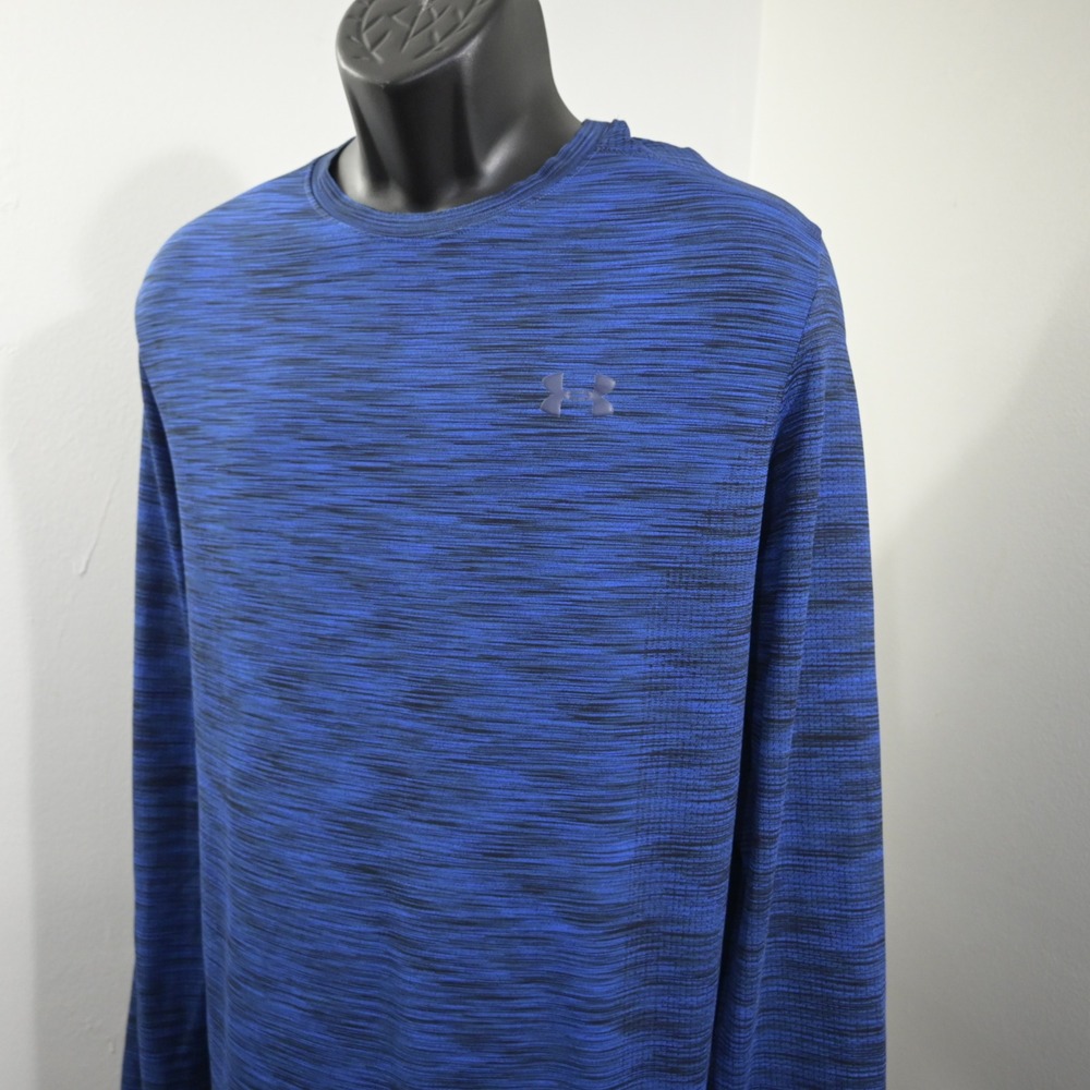 Under Armour Threadborne Long Sleeve Shirt Mens 2XL Fitted Blue Space Dye